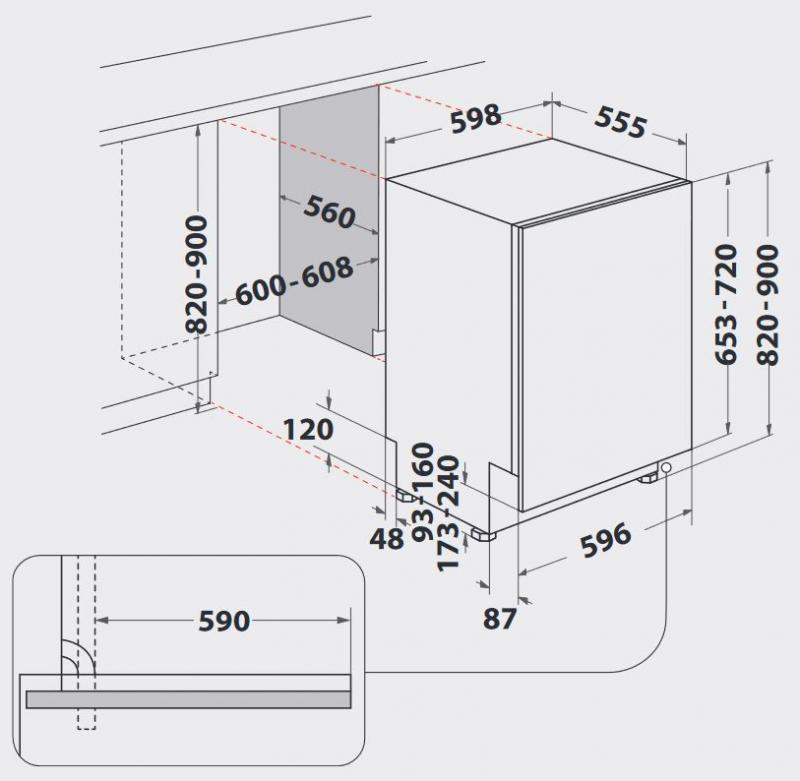 Bauknecht BCIO 3 T 341 PLET Einbauspülmaschine